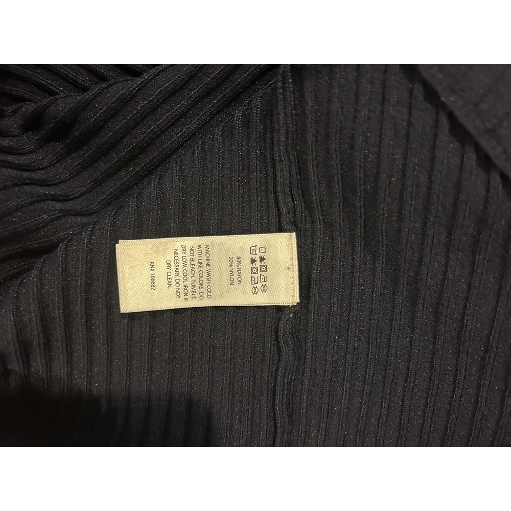 Caroline Constas Navy Blue Ribbed Knit Midi Dress White Blanket Stitch Medium - Picture 3 of 5